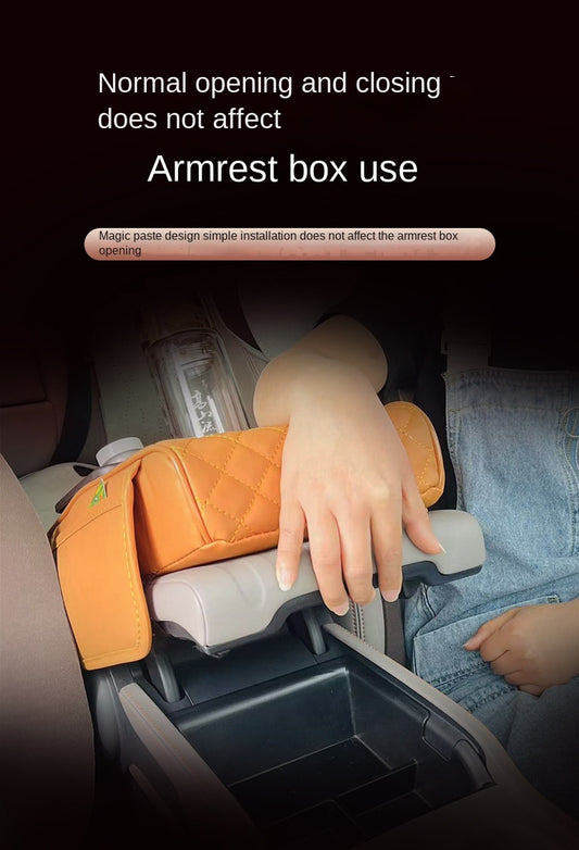Multi-Function Leather Car Organizer with Armrest Cushion
