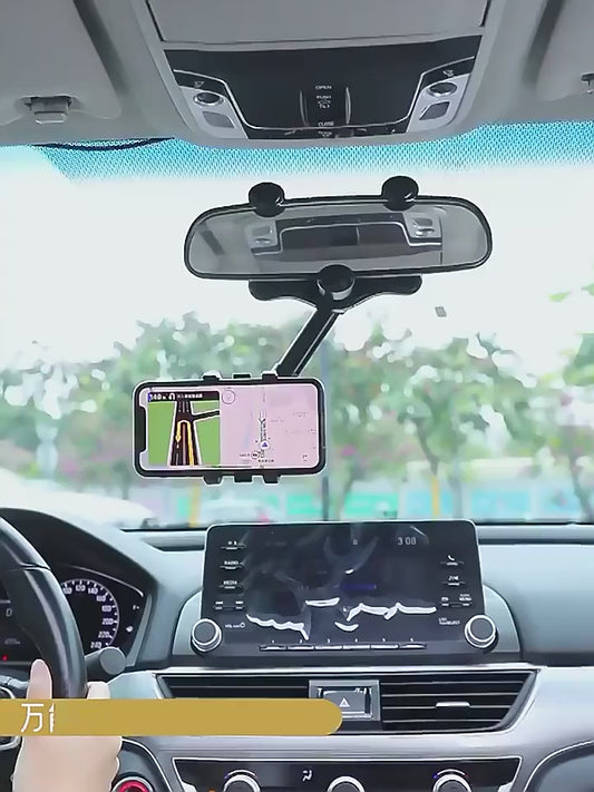 360° Adjustable Car Rearview Mirror Phone Mount – Universal Hands-Free Navigation Holder